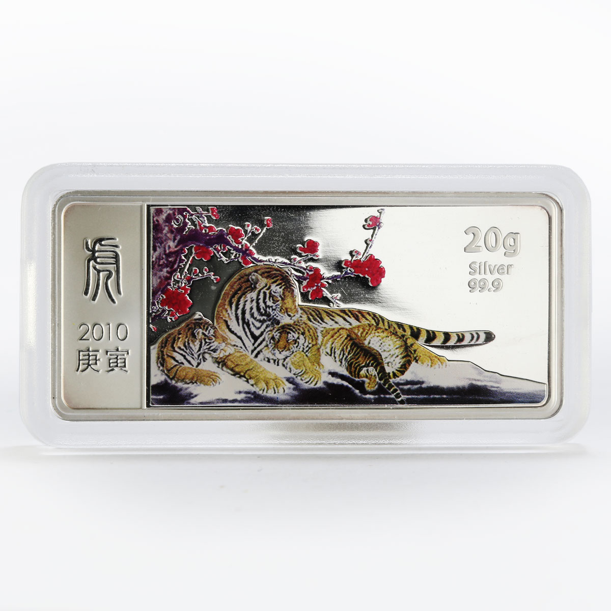 Liberia 5 Dollars Year of the Tiger colored proof silver coin 2010