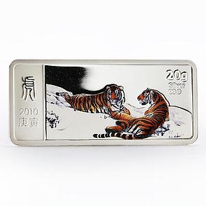 Liberia 5 dollars Lunar Calendar series Year of the Tiger silver coin 2010