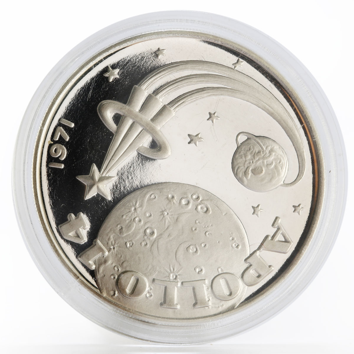 Fujairah 10 riyals Apollo XIV Moon Landing Program proof silver coin 1970