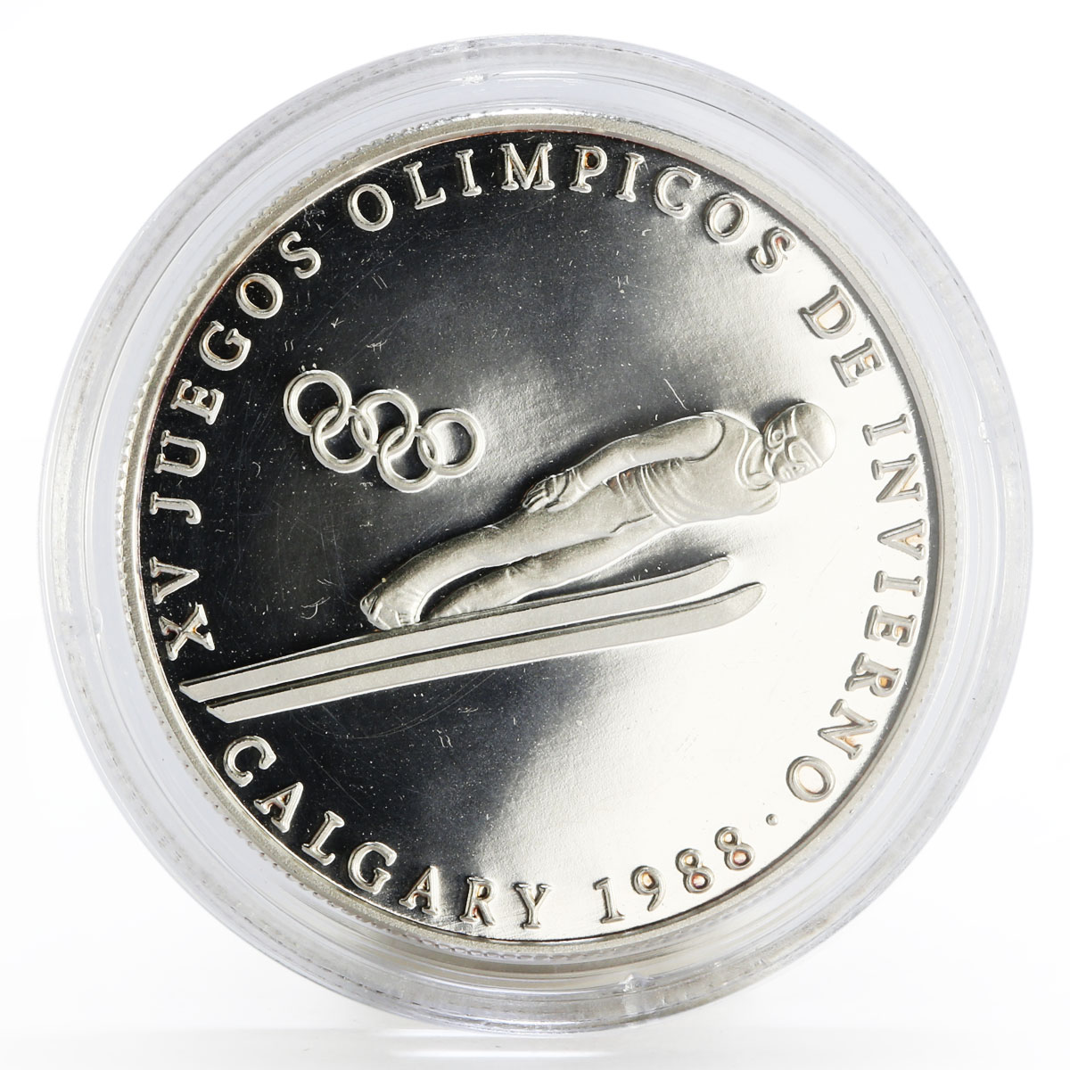 Panama 1 balboa Olympic Winter Games Calgary Ski Jumping proof silver coin 1988