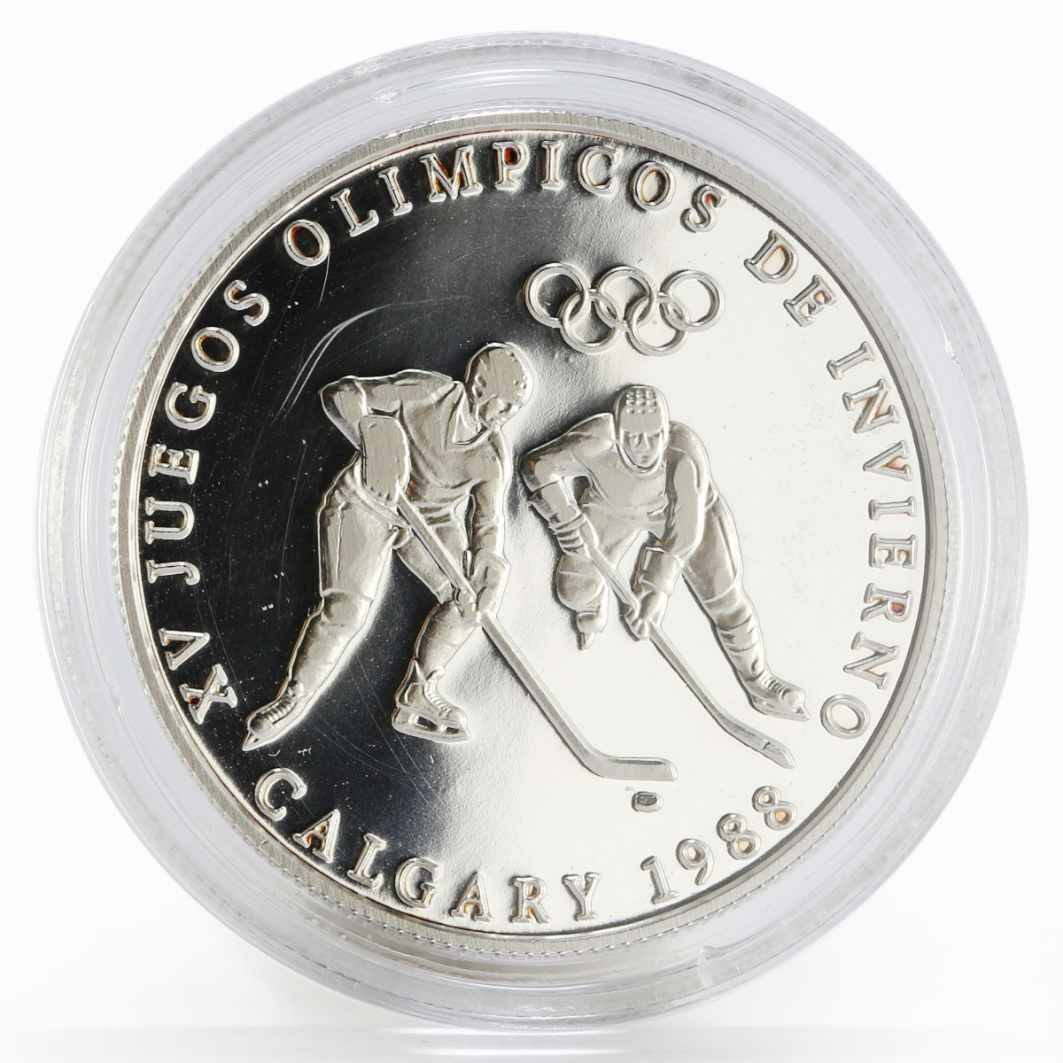 Panama 1 balboa XV Olympic Winter Games Calgary Hockey proof silver coin 1988