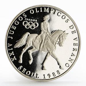 Panama 1 balboa Seoul Olympic Summer Games series Equestrian silver coin 1988