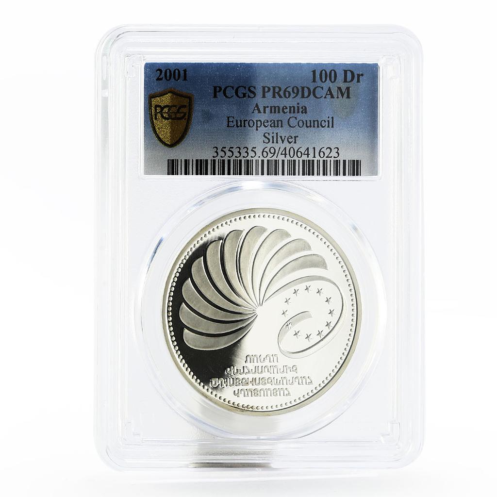 Armenia 100 dram Membership in the Council of Europe PR69 PCGS silver coin 2001