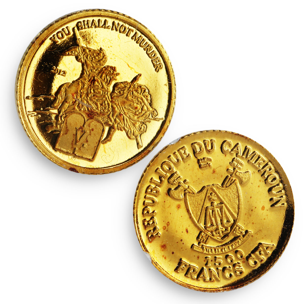 Cameroon 1500 francs set of 10 coins The Ten Commandments proof gold coins 2012