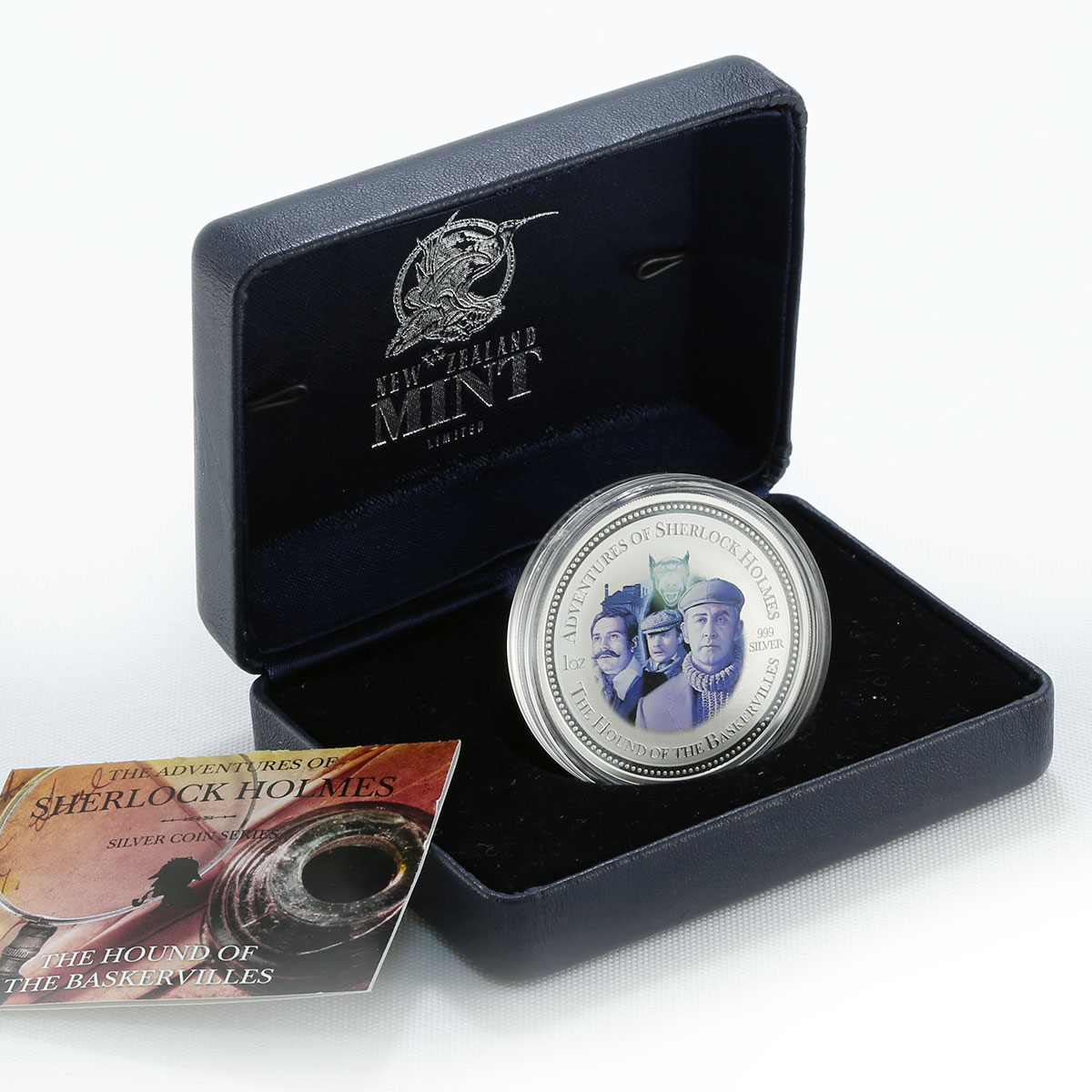 Cook Islands 2 dollars Sherlock Holmes Baskervilles Hound Coloured Silver 2007