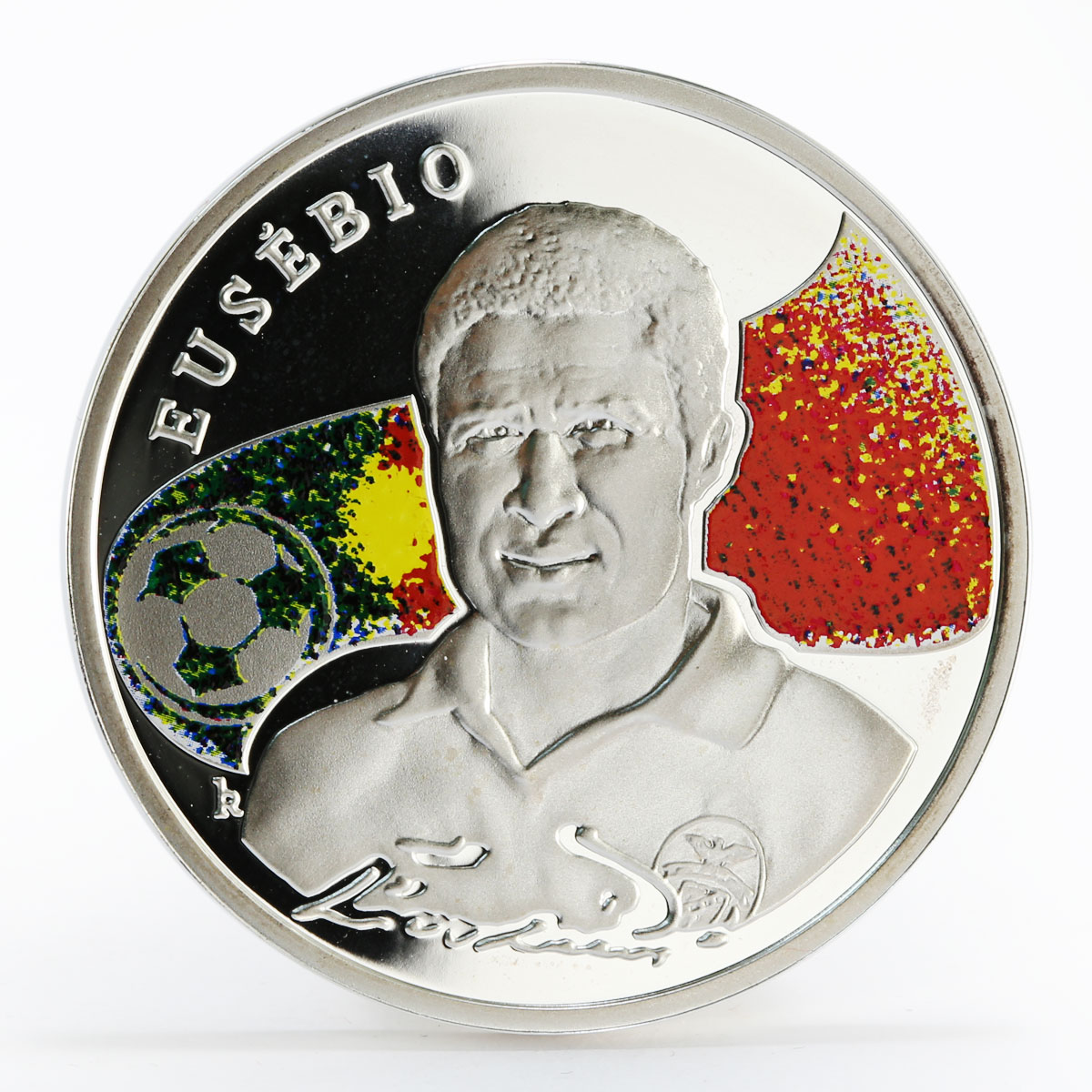 Armenia 100 dram Kings of Football series Eusebio proof silver coin 2008