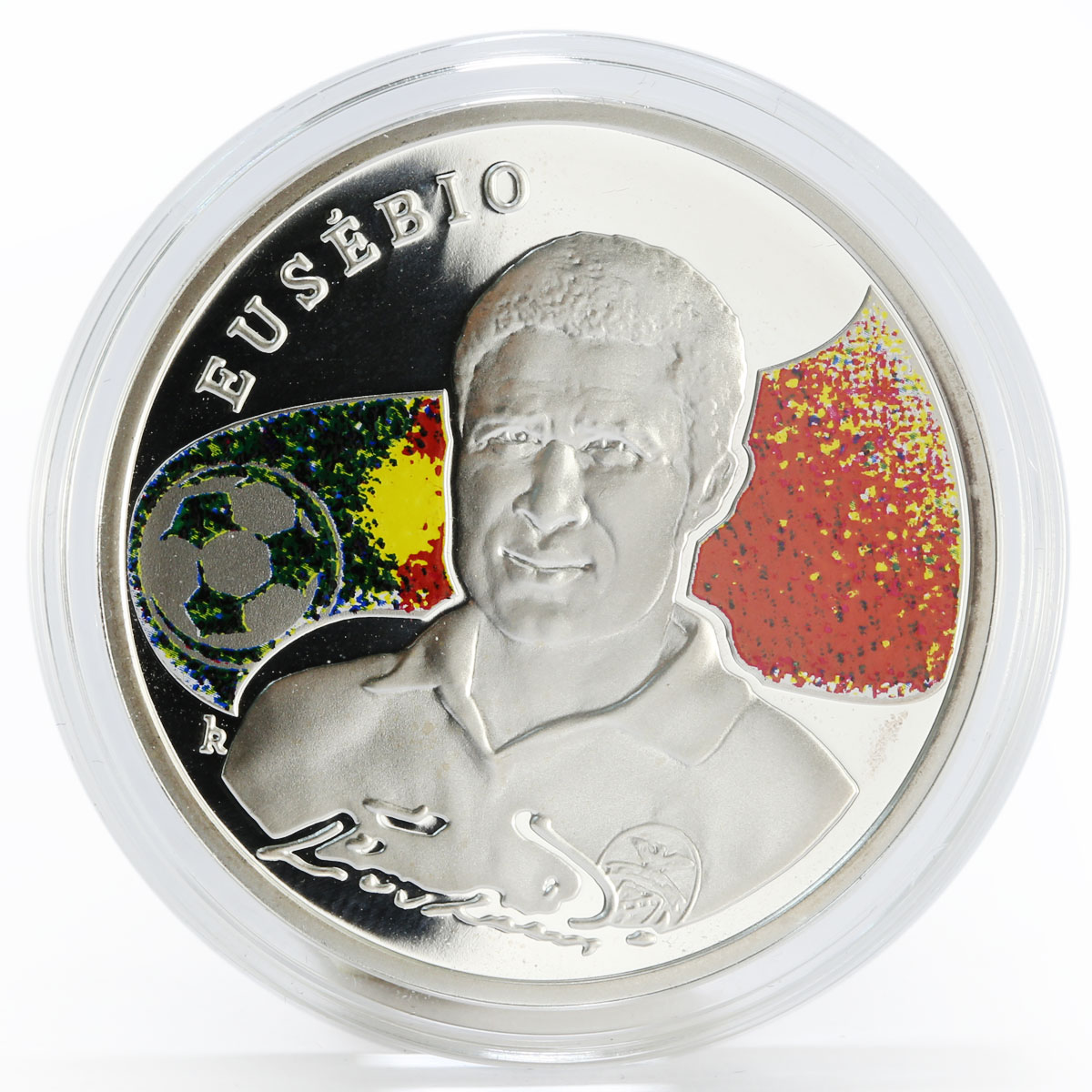 Armenia 100 dram Kings of Football series Eusebio proof silver coin 2008