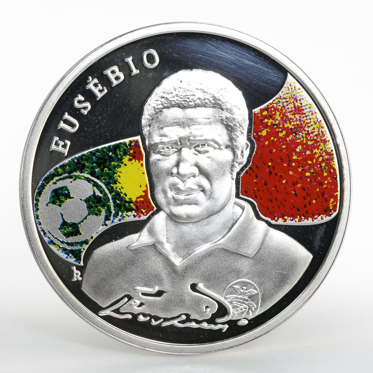 Armenia 100 dram Kings of Football series Eusebio proof silver coin 2008