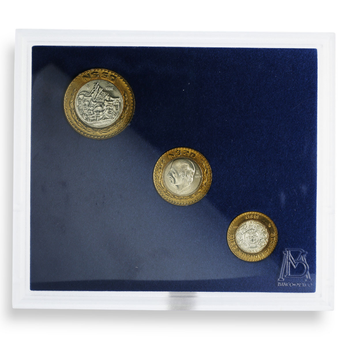Mexico set of 3 coins 50, 20, 10 pesos bimetal coins 1994