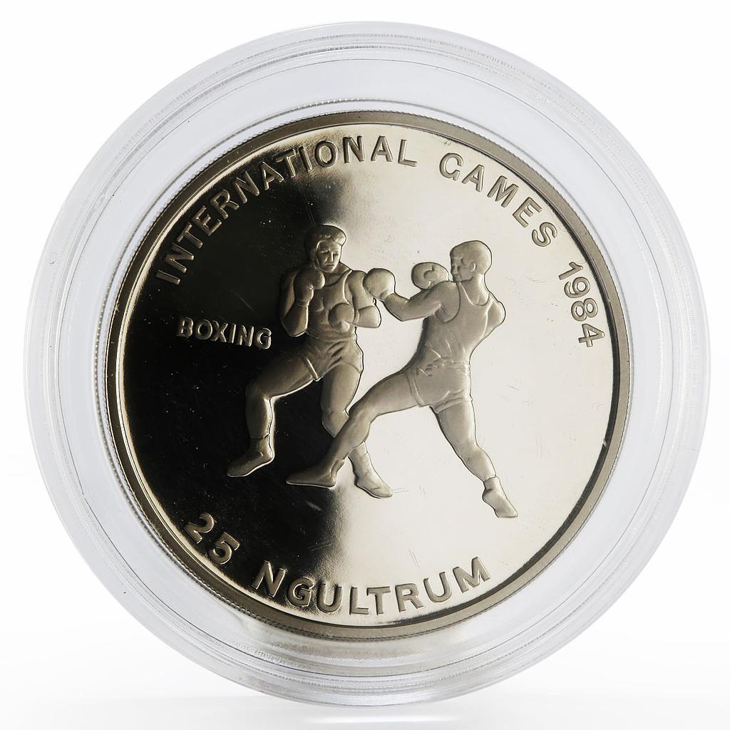 Bhutan 25 ngultrums International Games Boxing proof nickel coin 1984