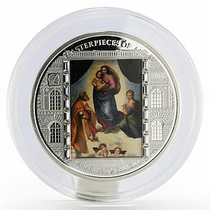 Cook Islands 20 dollars Raphael Art The Sistine Madonna colored silver coin 2009