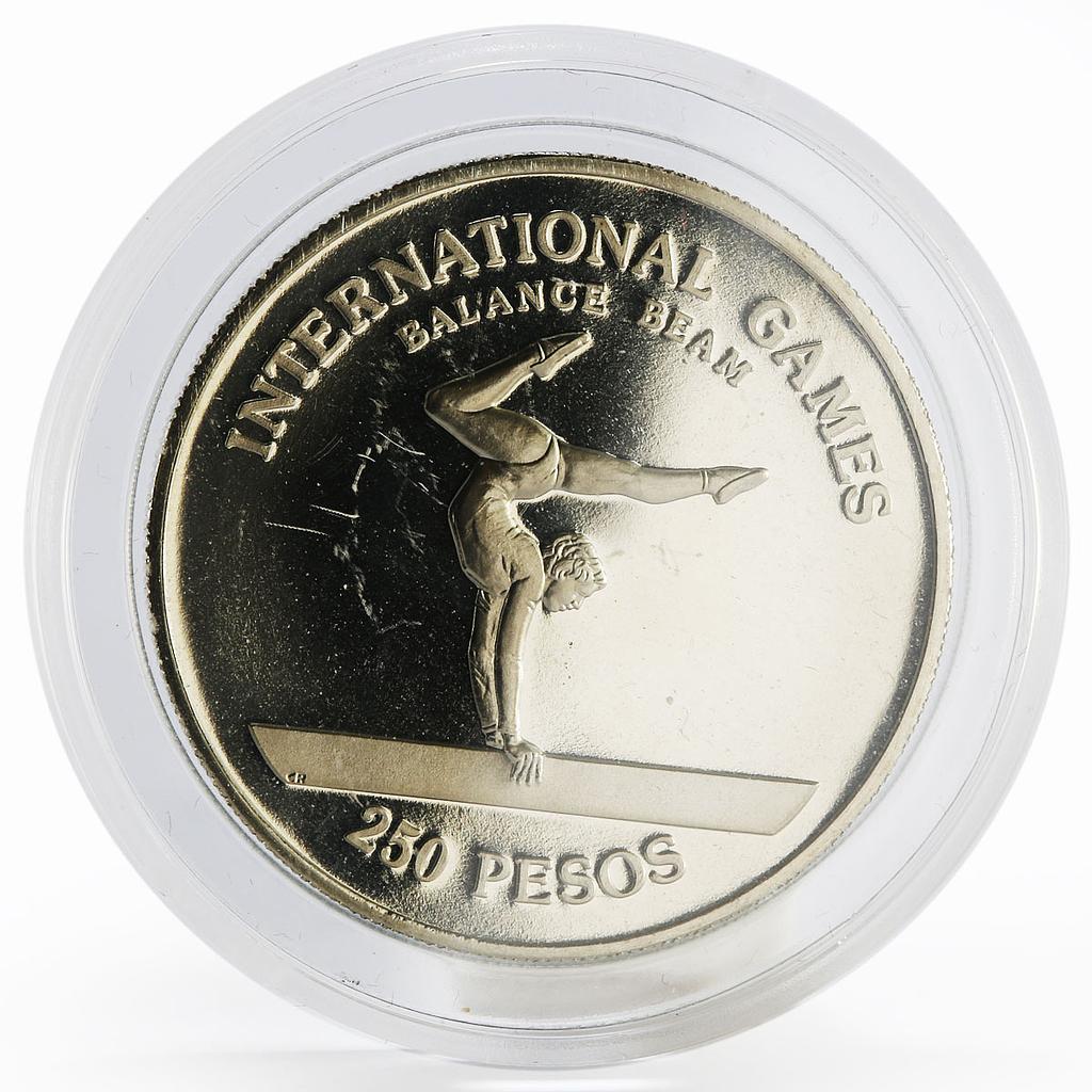 Guinea-Bissau 250 pesos International Games Balance Beam nickel coin 1984