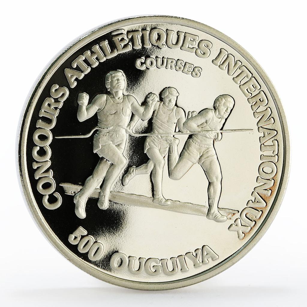 Mauritania 500 ouguiya International Games Runners proof nickel coin 1984