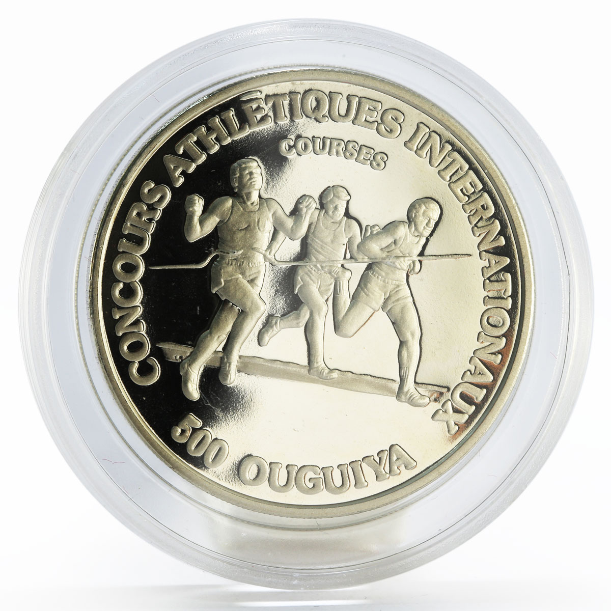 Mauritania 500 ouguiya International Games Runners proof nickel coin 1984