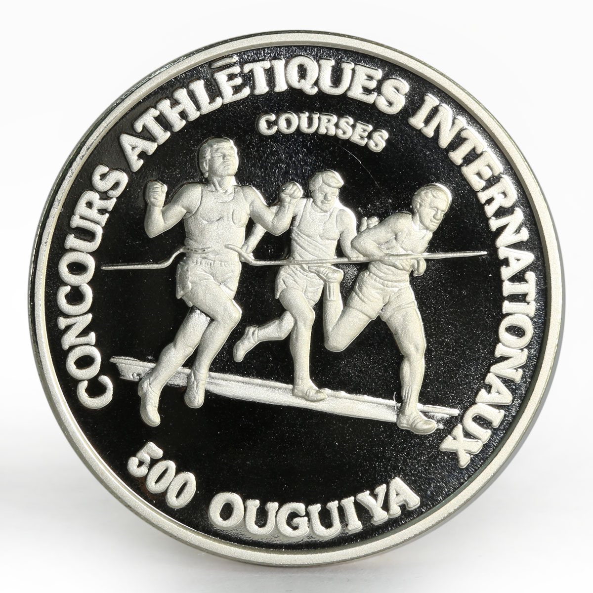 Mauritania 500 ouguiya International Games Runners proof nickel coin 1984
