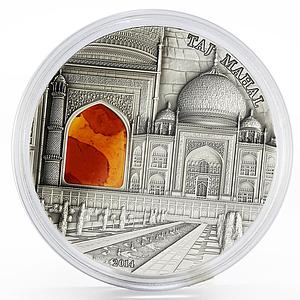 Palau 10 dollars Mineral Art series Taj Mahal silver coin 2014