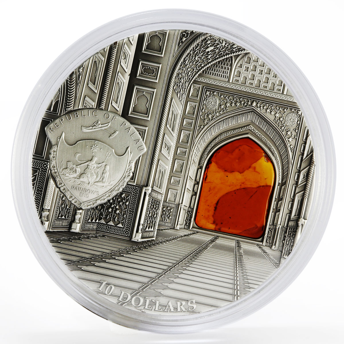 Palau 10 dollars Mineral Art series Taj Mahal silver coin 2014