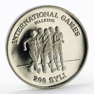 Guinea 200 sylis International Games Walking proof nickel coin 1984