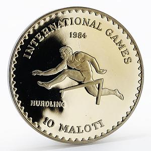 Lesotho 10 maloti International Games Hurdling proof nickel coin 1984