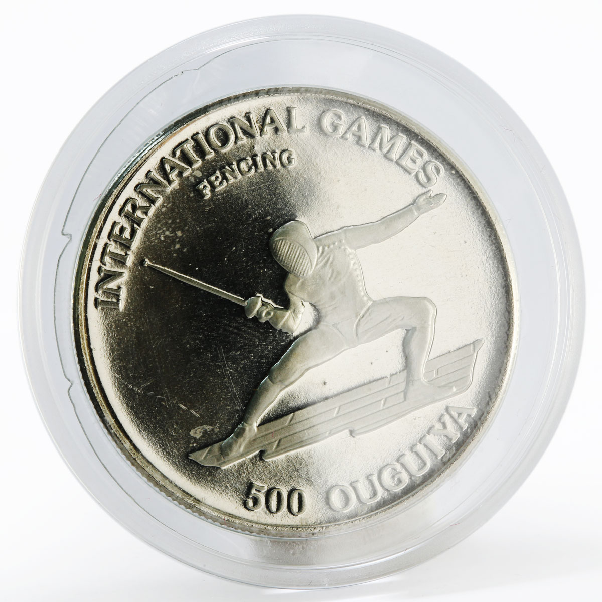 Mauritania 500 ouguiya International Games Fencing proof nickel coin 1984