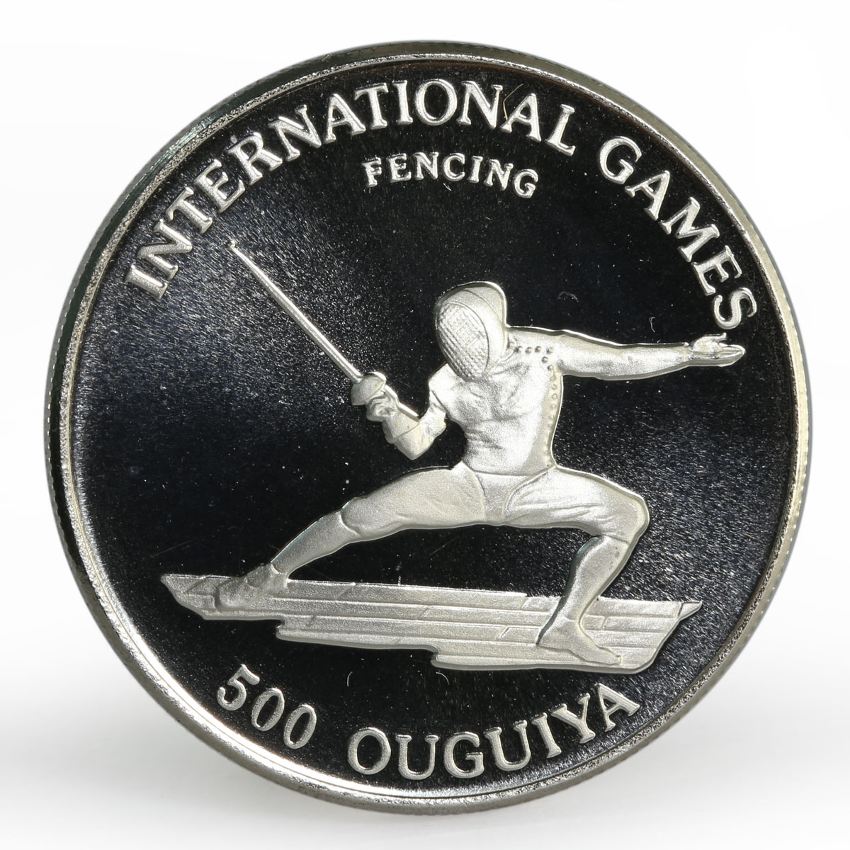 Mauritania 500 ouguiya International Games Fencing proof nickel coin 1984