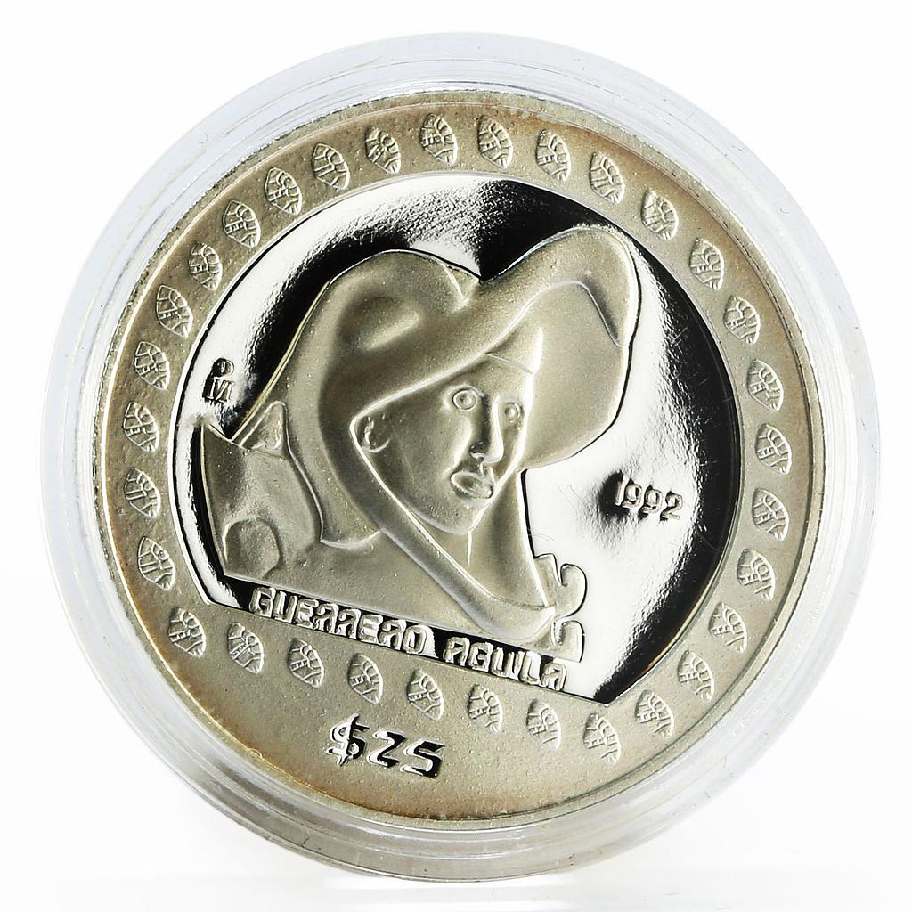 Mexico 25 pesos The Eagle Warrior proof silver coin 1992