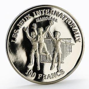 Congo 100 francs International Games series Handball proof nickel coin 1984