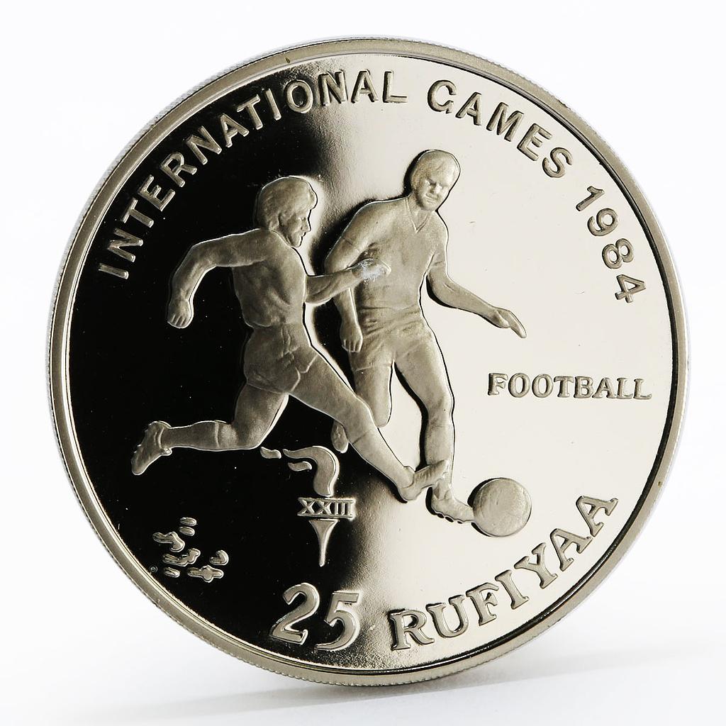 Maldives 25 rufiyaa International Games Football proof nickel coin 1984