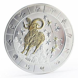 Rwanda 1000 francs Zodiac Signs series Aries gilded silver coin 2009