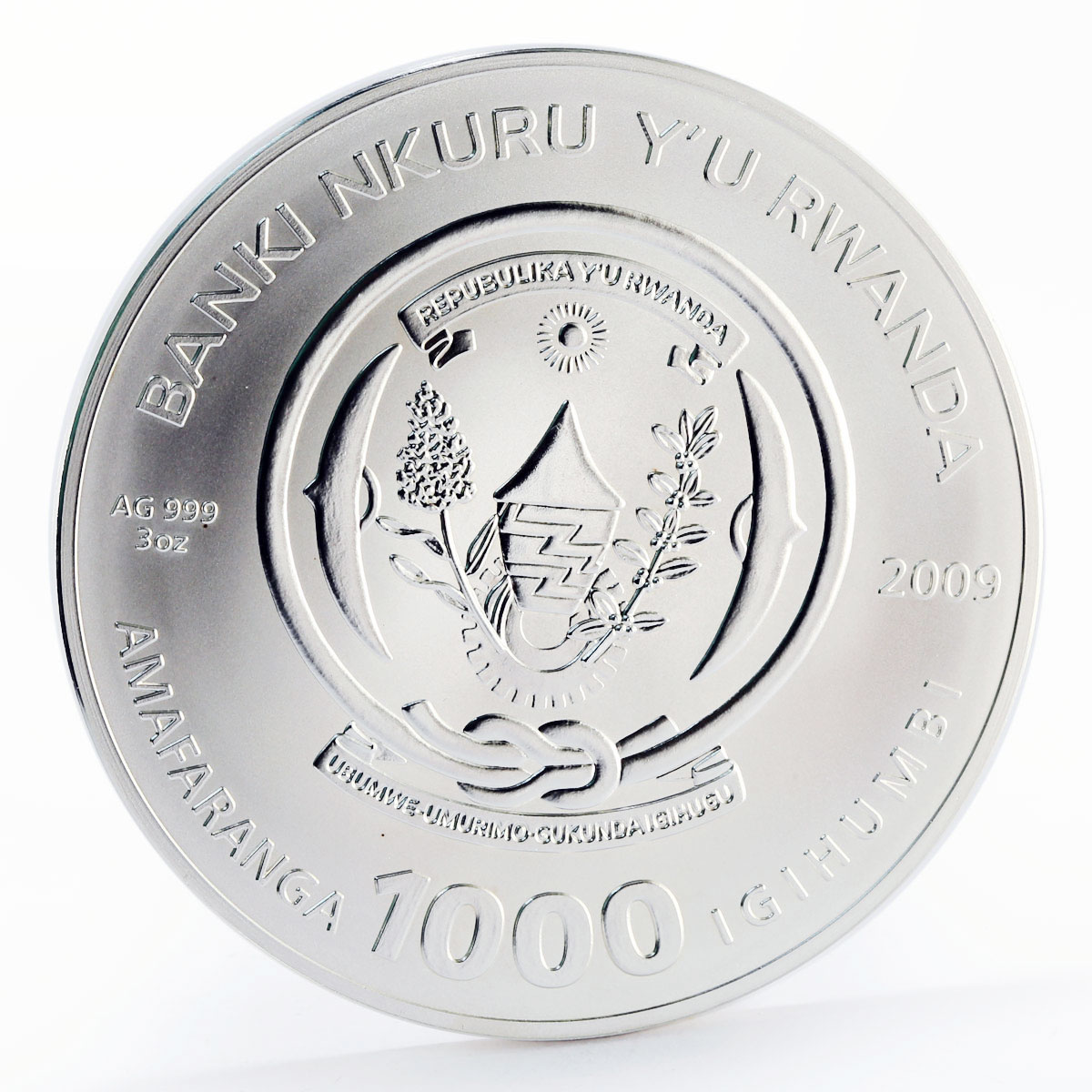 Rwanda 1000 francs Zodiac Signs series Aries gilded silver coin 2009