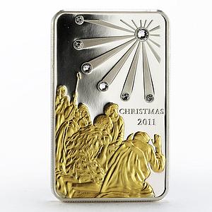 Cook Islands 5 dollars Christmas gilded proof silver coin 2011
