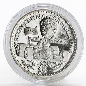 Liberia 5 dollars Formule One series Ayrton Senna proof silver coin 1992