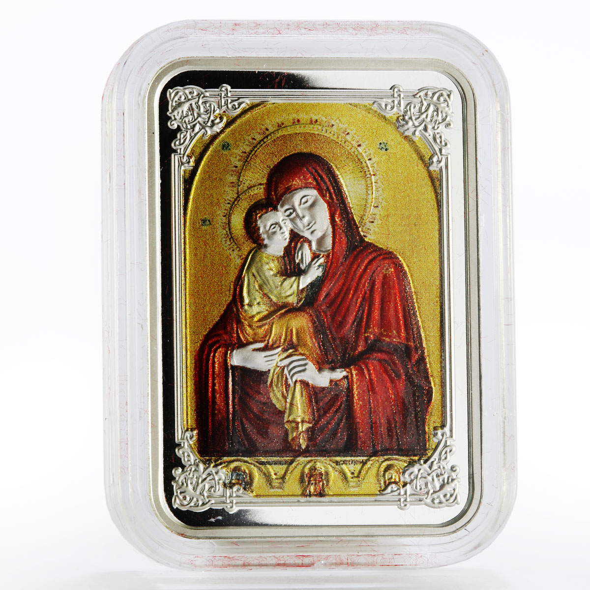 Niue 1 dollar Theotokos Icon of Pochaiv colored proof silver coin 2014