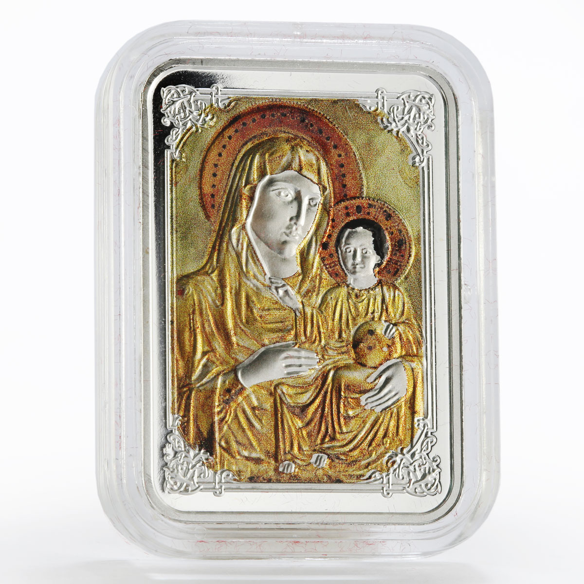 Niue 1 dollar Theotokos Icon of Jerusalem colored proof silver coin 2014