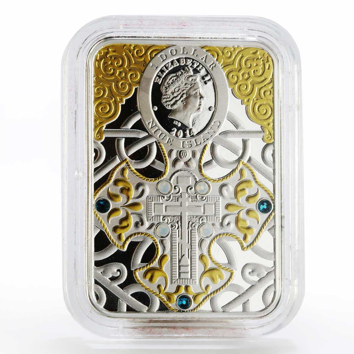 Niue 1 dollar Theotokos Icon of Jerusalem colored proof silver coin 2014