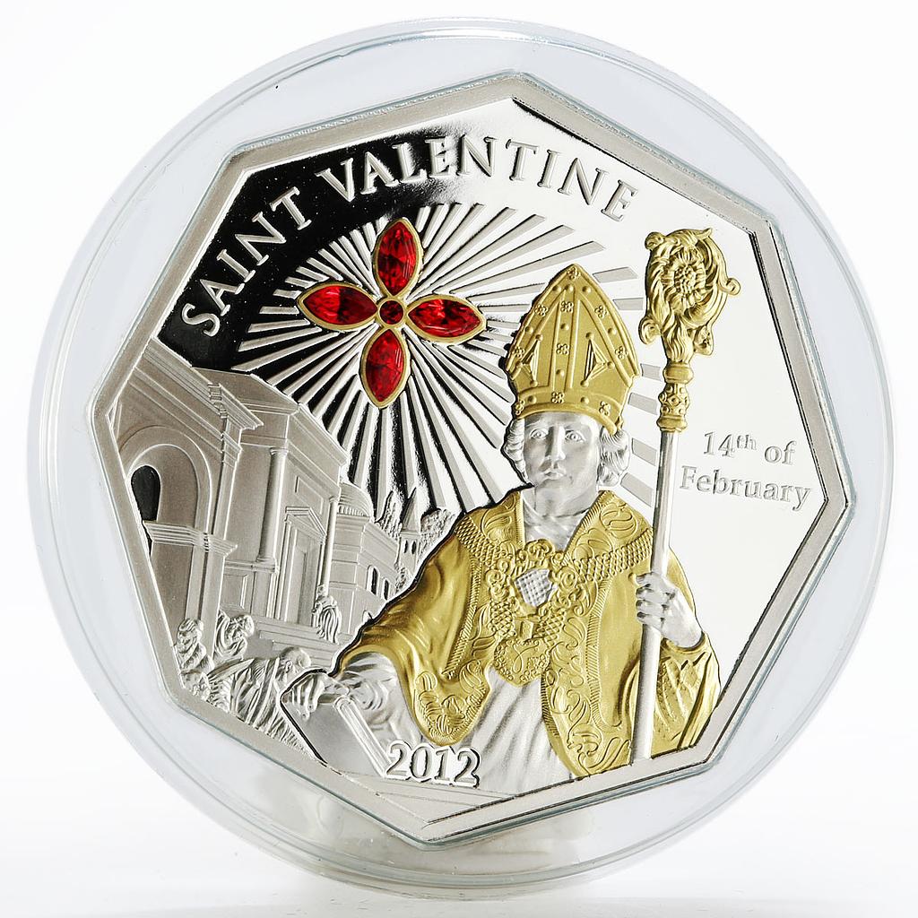 Cook Islands 5 dollars Saint Valentine gilded proof silver coin 2012