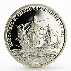 Mariana Islands 5 dollars Fernando Magellan Ship Clipper proof silver coin 2004