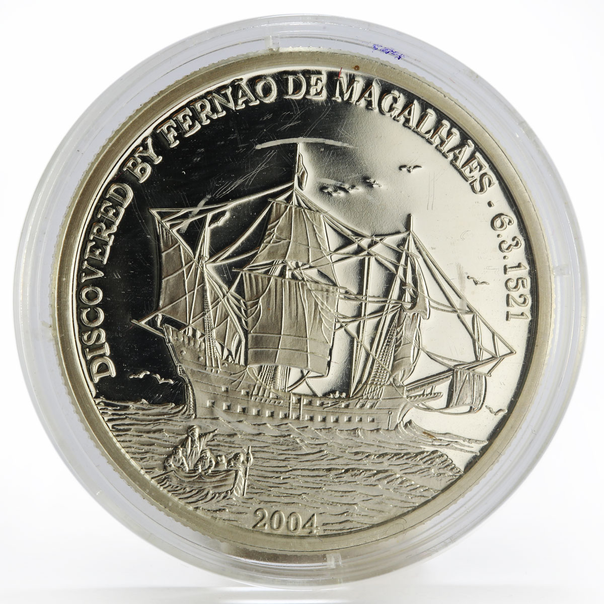 Northern Mariana Islands 5 dollars Fernando Magellan Ship proof silver coin 2004