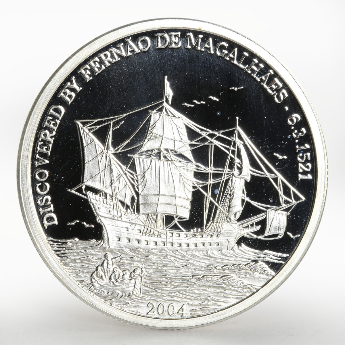 Northern Mariana Islands 5 dollars Fernando Magellan Ship proof silver coin 2004