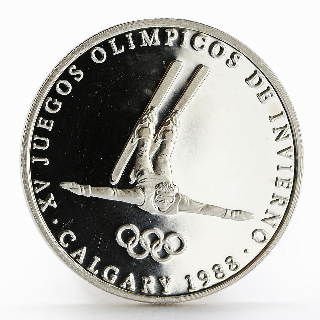 Panama 1 balboa Calgary Olympic Winter Games series Freestyle Skier silver 1988