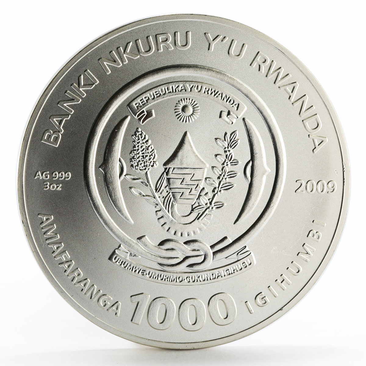 Rwanda 1000 francs Zodiac Signs series Capricorn gilded silver coin 2009