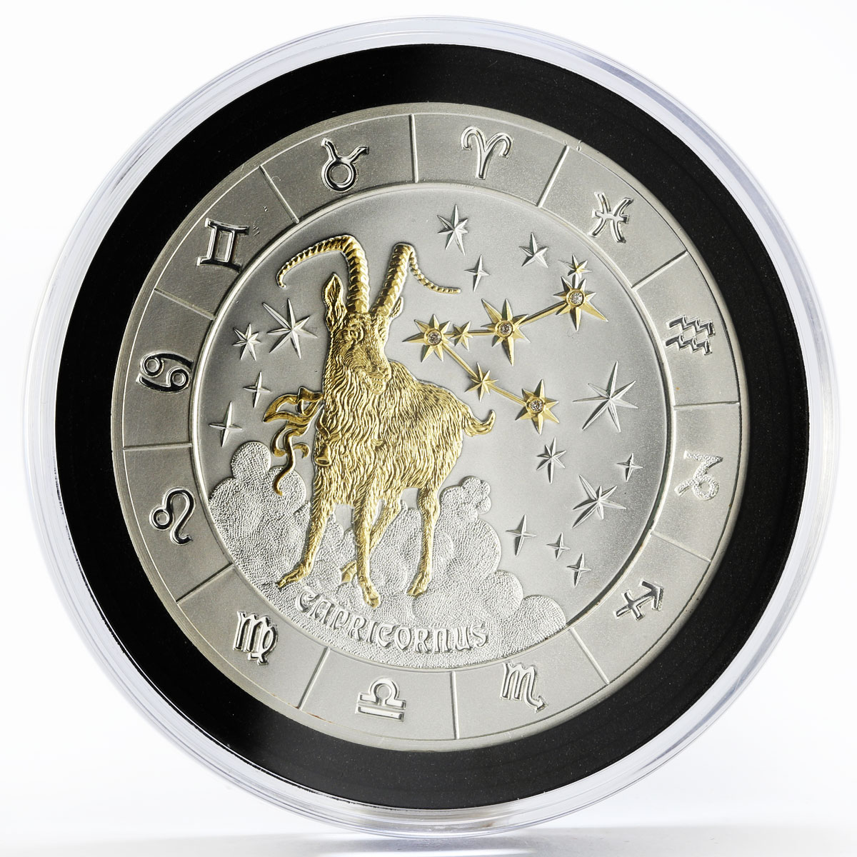 Rwanda 1000 francs Zodiac Signs series Capricorn gilded silver coin 2009