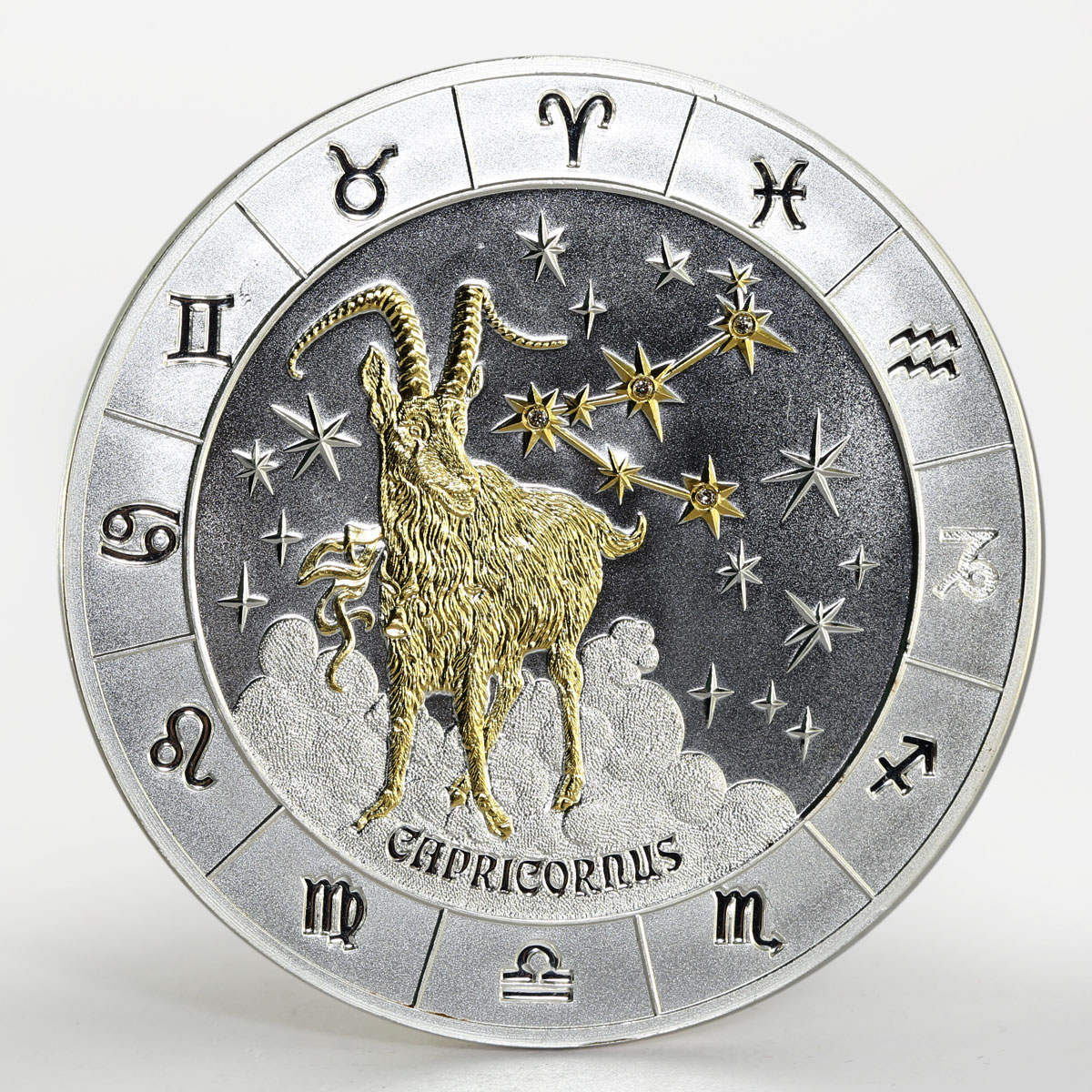 Rwanda 1000 francs Zodiac Signs series Capricorn gilded silver coin 2009