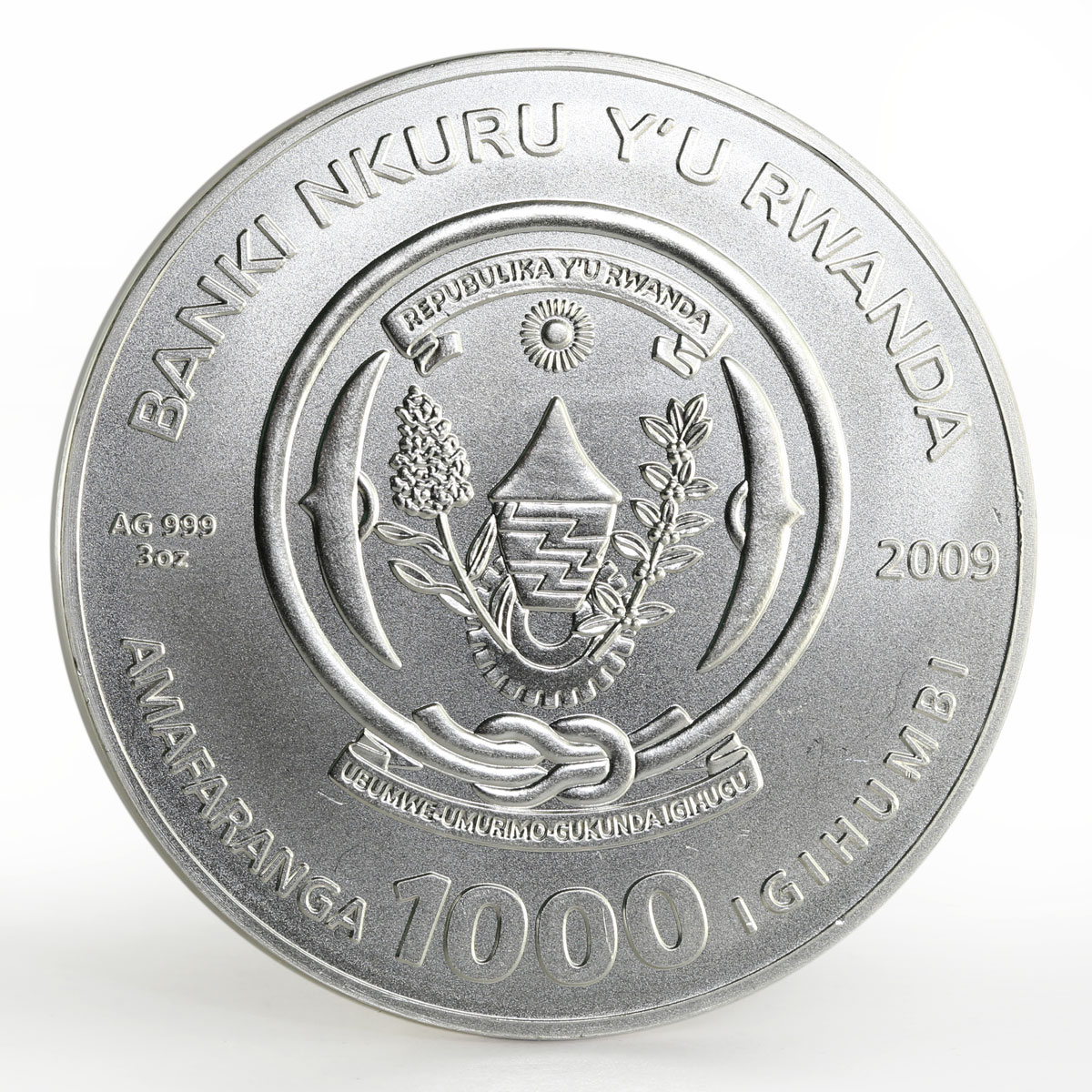 Rwanda 1000 francs Zodiac Signs series Capricorn gilded silver coin 2009