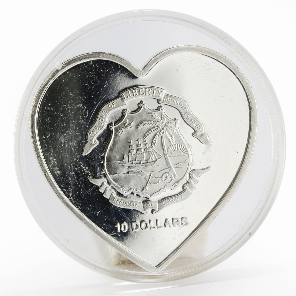 Liberia 10 dollars Endless Love Swans colored proof silver coin 2007