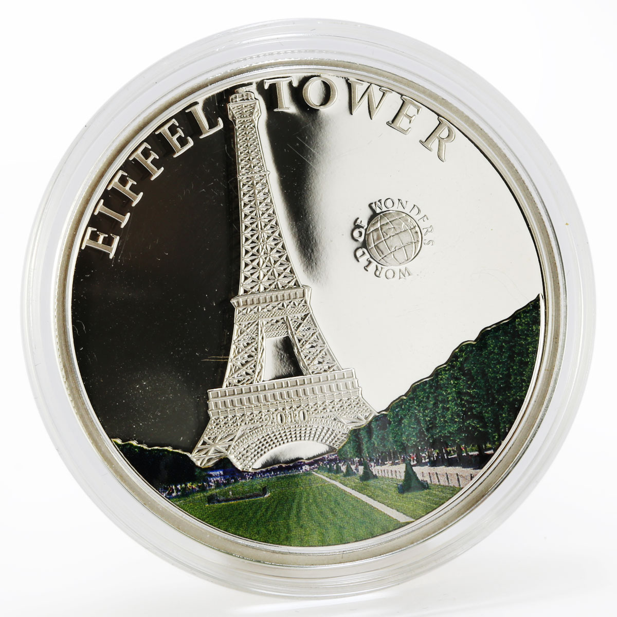 Palau 5 dollars World of Wonders Eiffeltower colored proof silver coin 2010