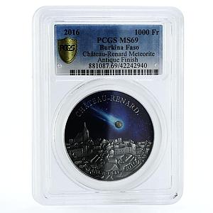 Burkina Faso 1000 francs The Chateau Renard Meteorite MS69 PCGS silver coin 2016