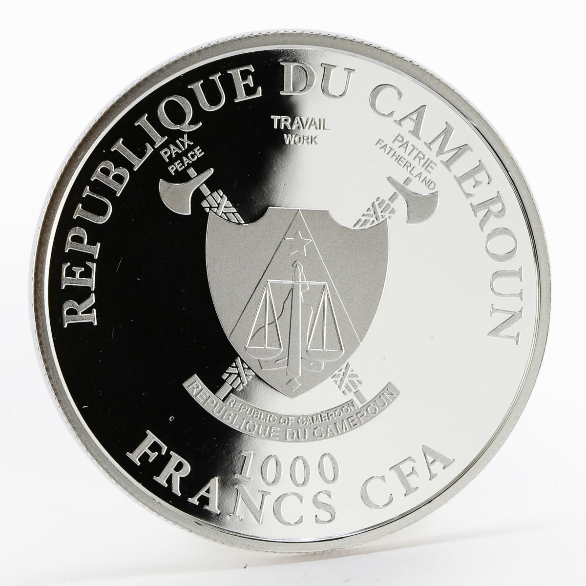 Cameroon 1000 francs Unicorn Opal Gemstone proof silver coin 2015