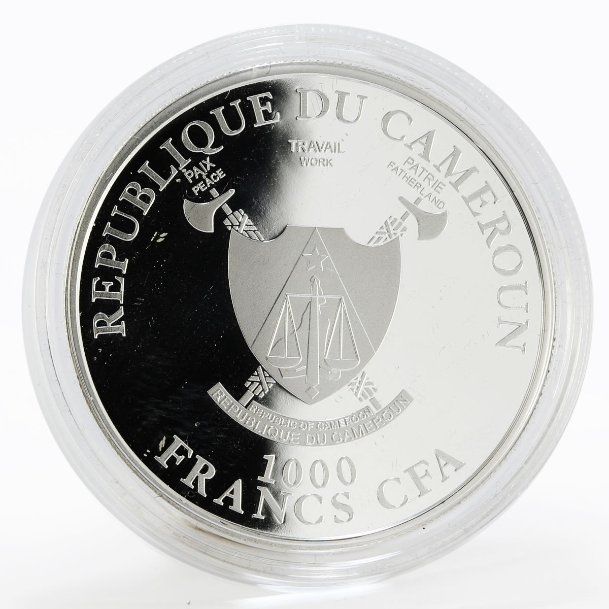 Cameroon 1000 francs Unicorn Opal Gemstone proof silver coin 2015