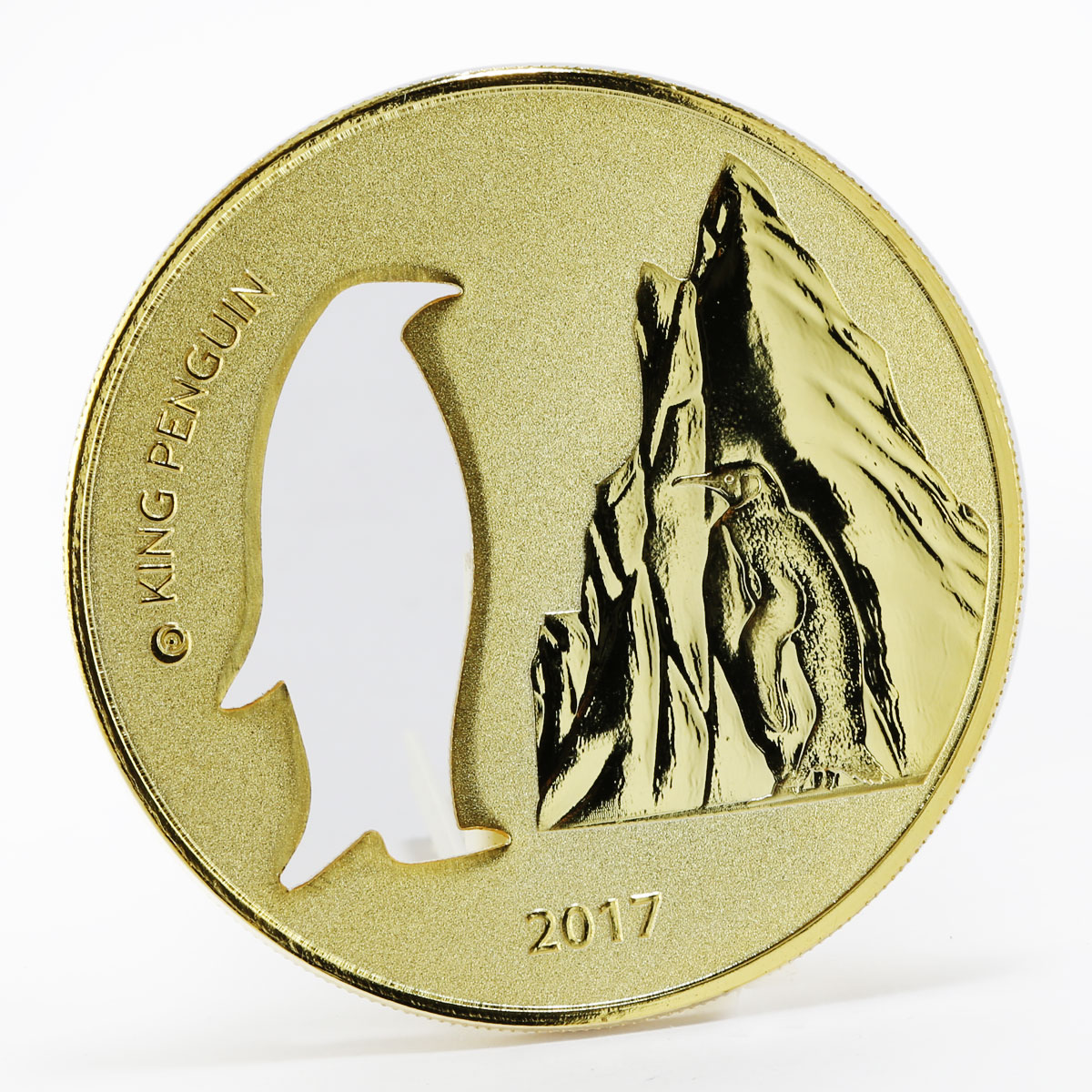 Ghana 5 cedis The King Penguin Silhouette gilded silver coin 2017